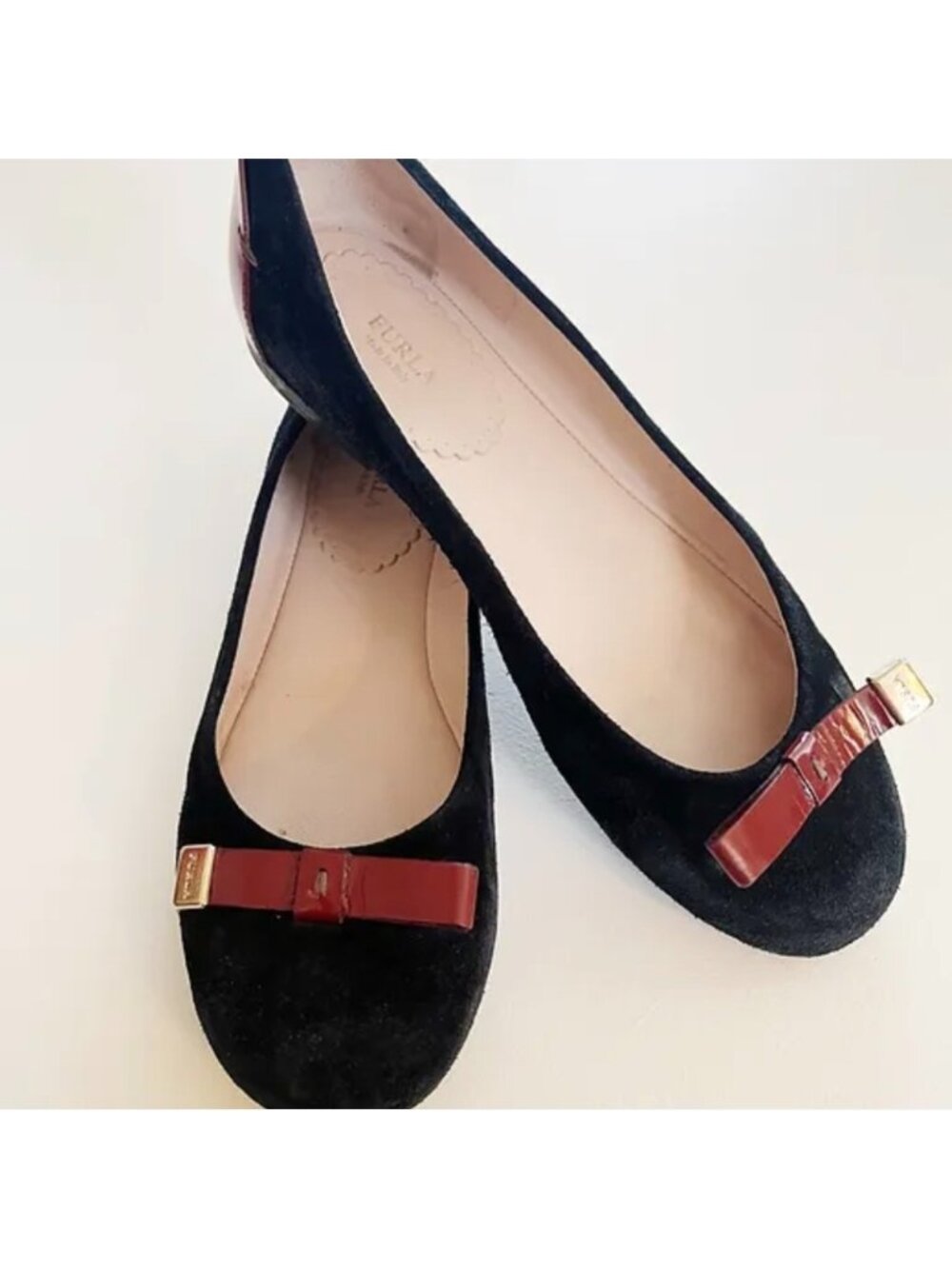 Furla Melany Black Suede Flats